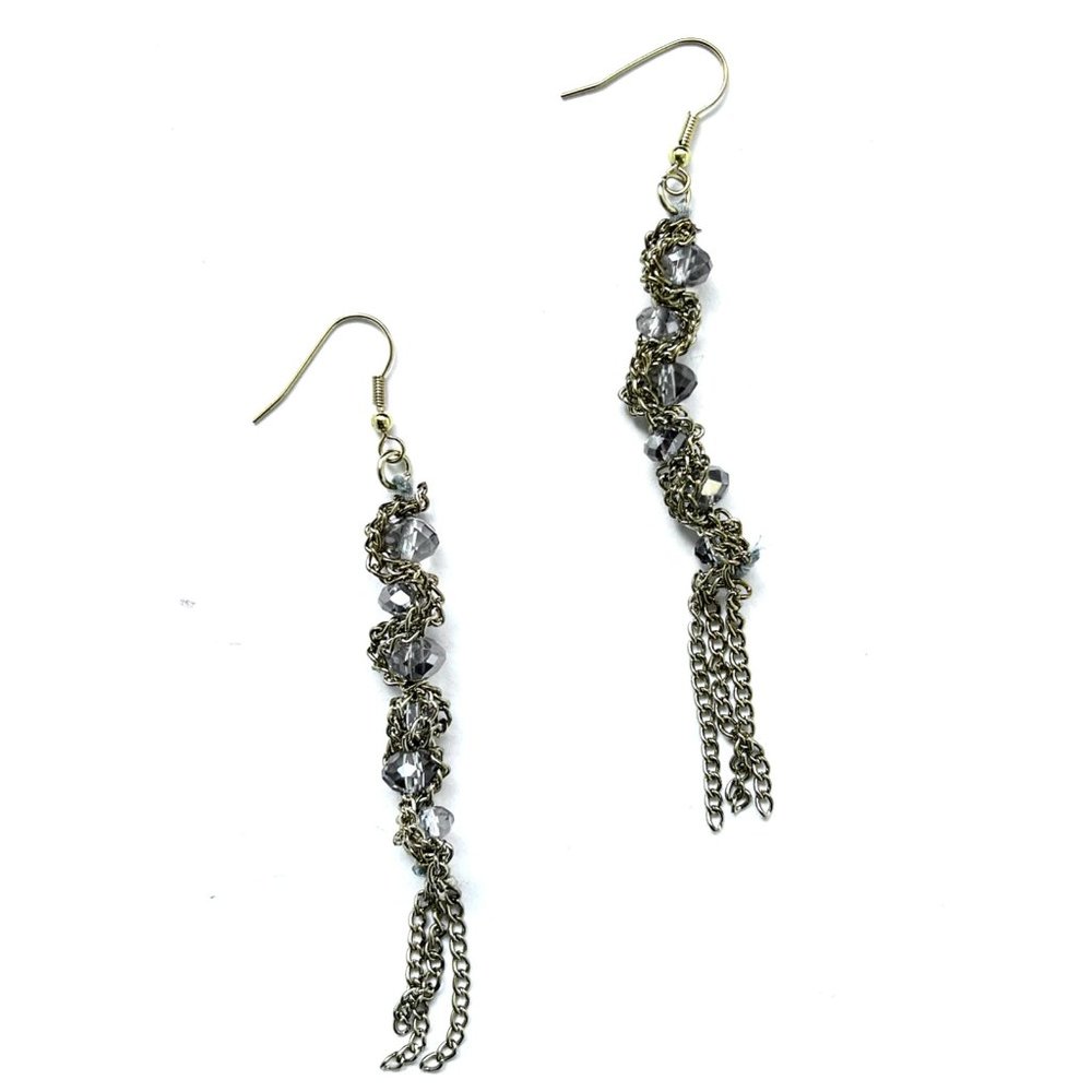 Droplet Gold Color Earring with Crystal beads
